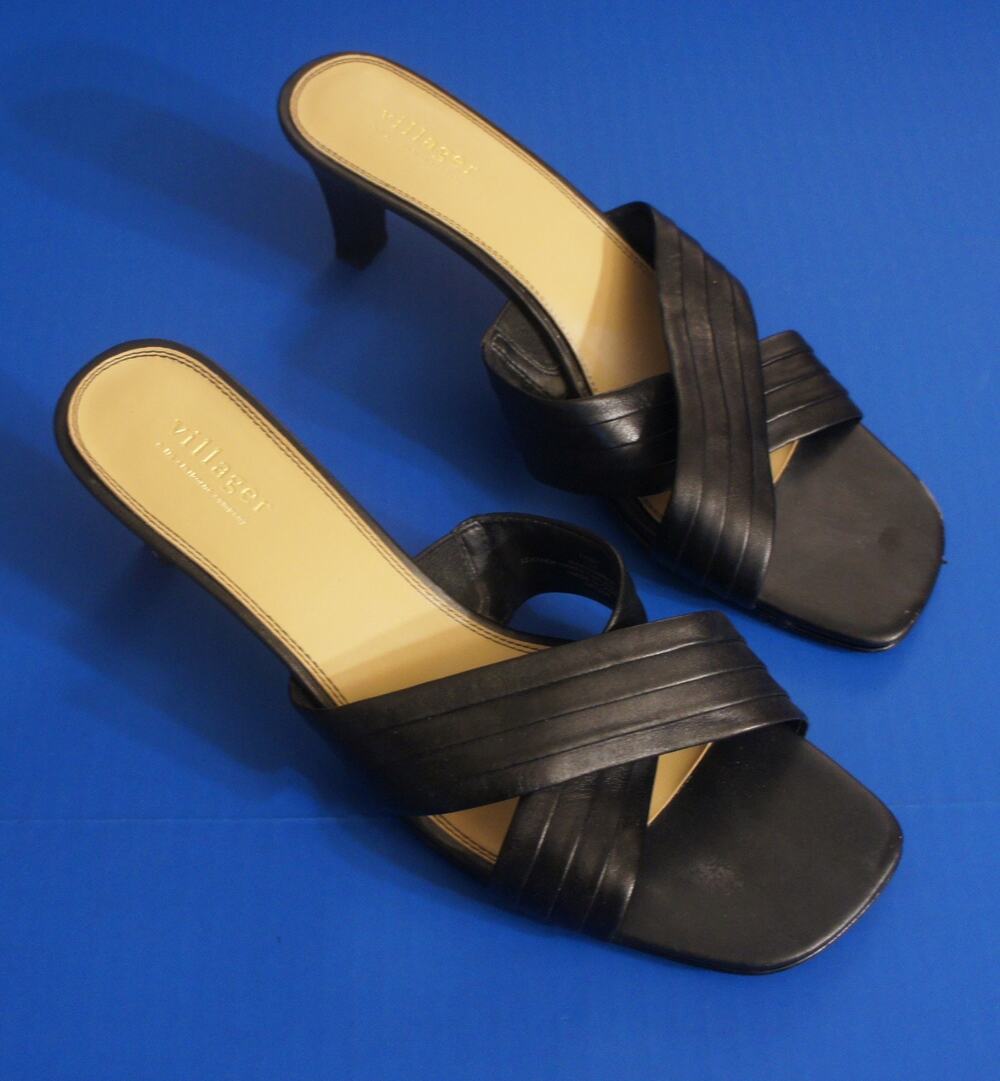 Liz Claiborne Villager Ladies Black Leather Dress Heels size 11M